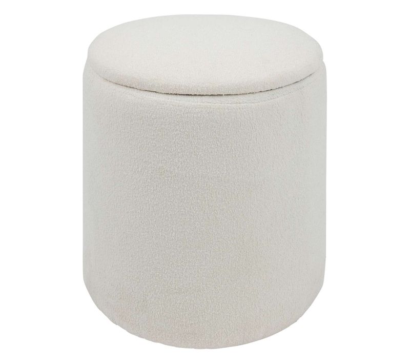 Pouf De Rangement En Bouclette - Blanc