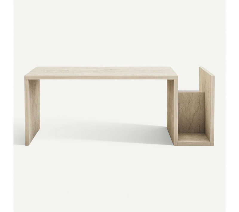 Table Basse Porte Magazine Effet Travertin - Beige
