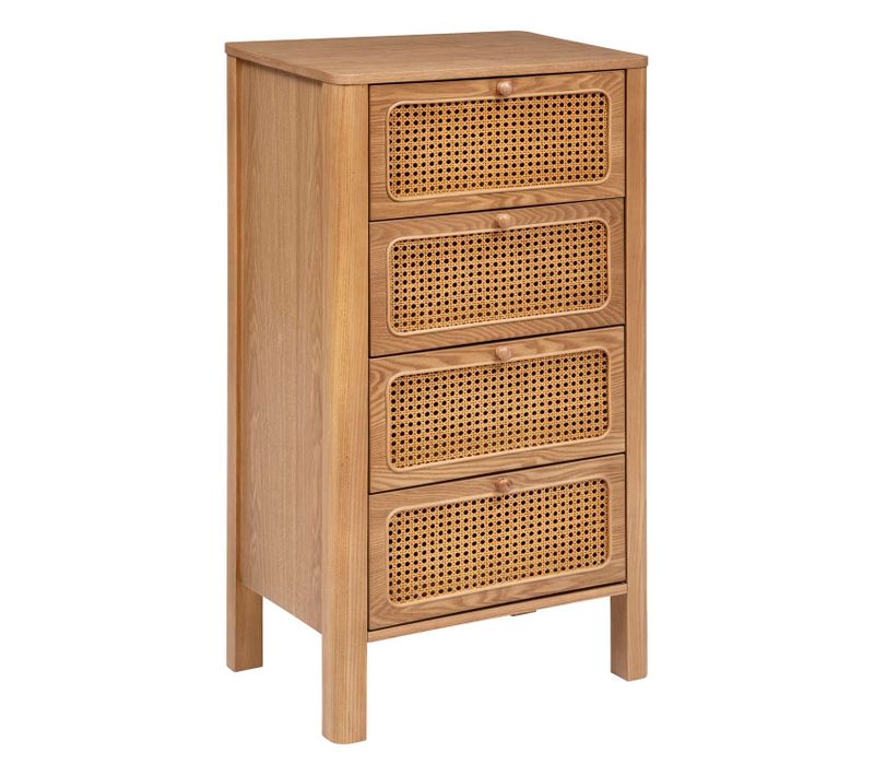 Chiffonnier 4 Tiroirs En Cannage Tiria - Marron