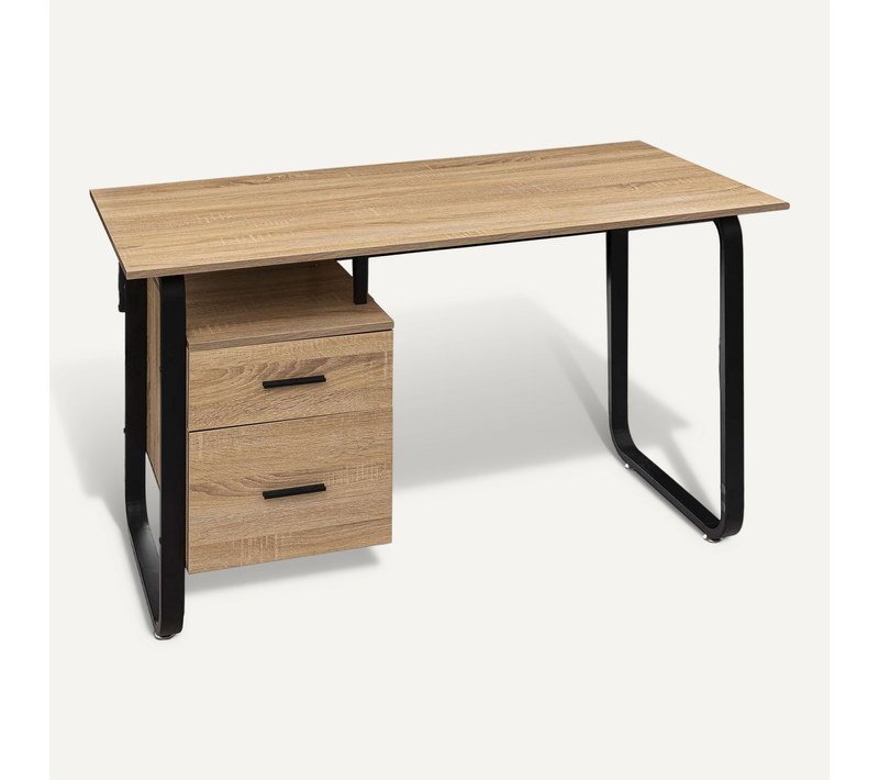 Bureau Avec Caisson En Bois - Marron