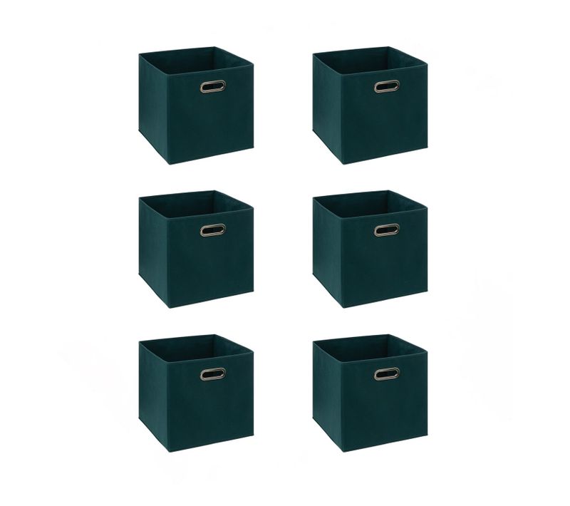 Lot De 6 Boîtes De Rangement En Tissu Mix 'n Modul - L.31 X L.31 X H.31 Cm - Bleu Pétrole