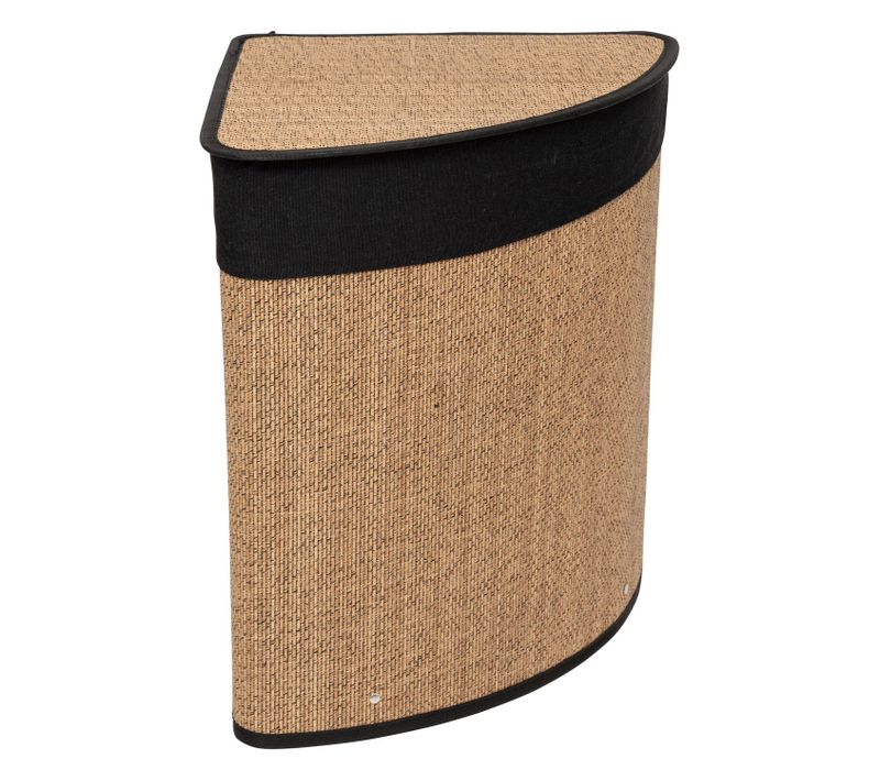 Panier à Linge D'angle 48l Bambou Et Tissu - Noir