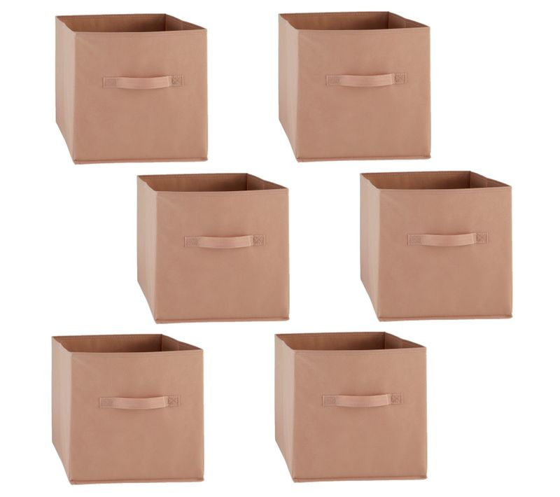 Lot De 6 Boîtes De Rangement En Tissu Mix N' Modul - L. 31 X L. 31 X H. 31 Cm - Nude