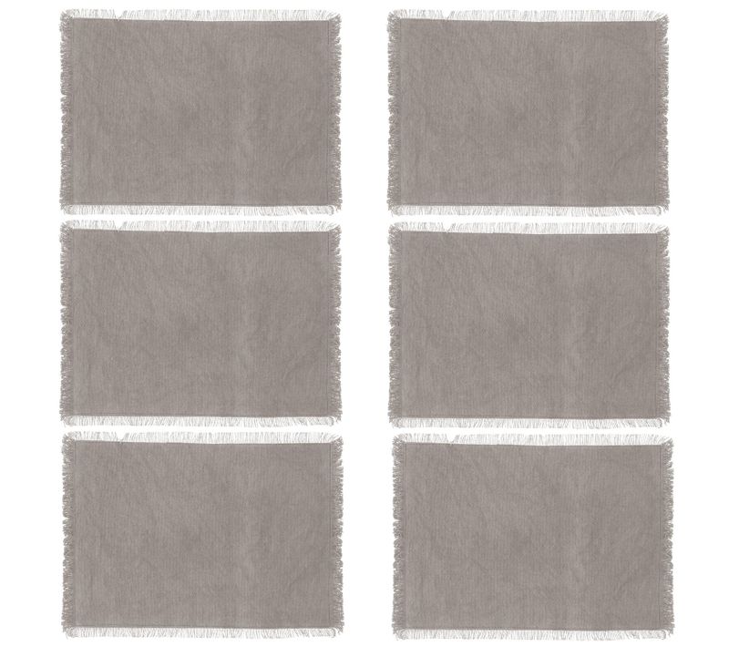 Lot De 6 Sets De Table Maha En Coton - 45 X 30 Cm - Gris