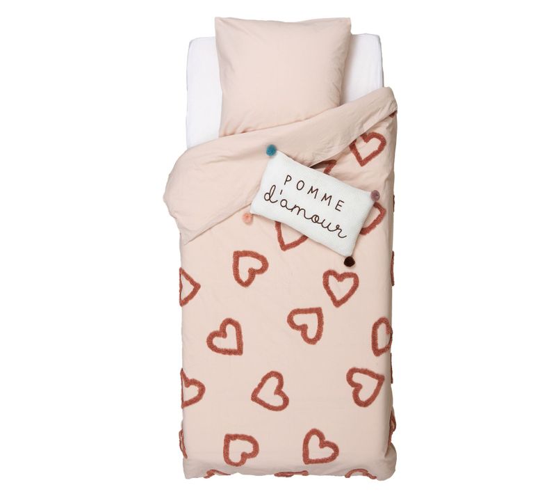 Parure De Lit Enfant Amour En Coton Tufté - 140 X 200 Cm