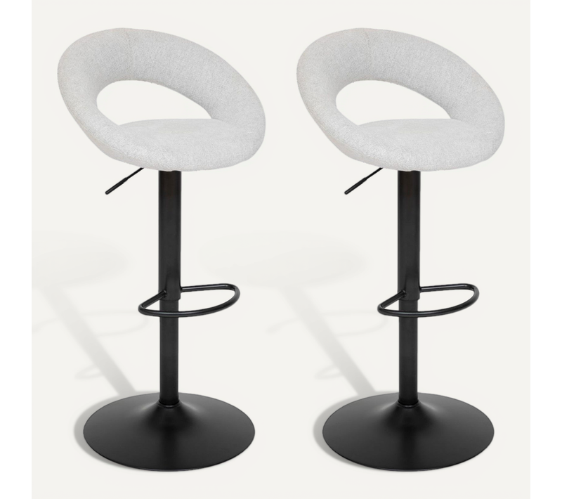 Lot De 2 Chaises De Bar En Tissu Sacha - Gris