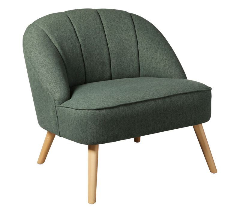 Fauteuil En Velours Et Pieds En Bois Naova - Vert