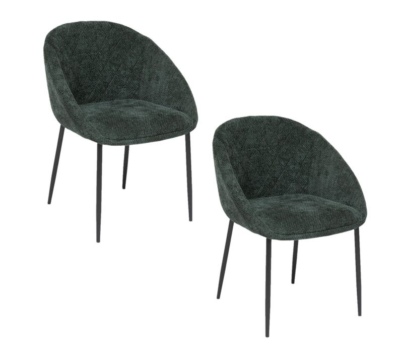 Lot De 2 Chaises En Tissu Chenille Seliso - Vert Cèdre