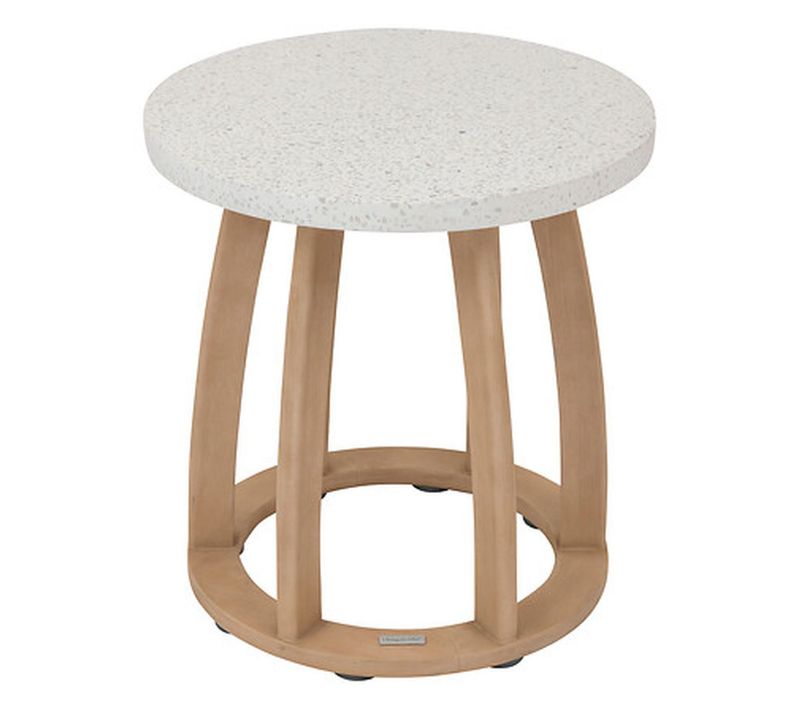 Table De Jardin D'appoint Ronde En Bois Et Béton Lemindo - D. 50 Cm - Marron