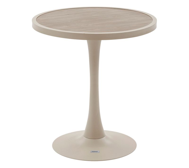 Table De Jardin Bistro Ronde En Aluminium Effet Bois 2 Places Ovialon - Lin Et Argile