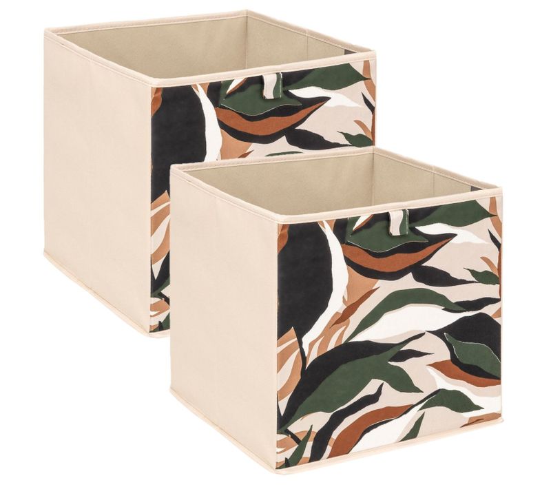 Lot De 2 Boites De Rangement Lauria - L. 31 X L.31 X H. 31 Cm - Beige