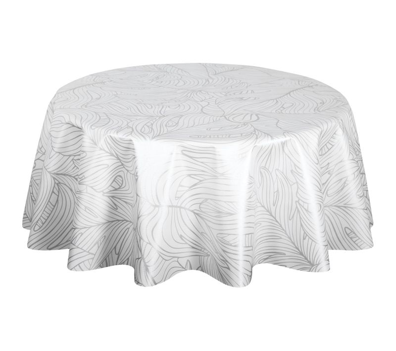 Nappe Ronde En Toile Cirée Nacrée Nerv - Diam. 150 Cm - Blanc
