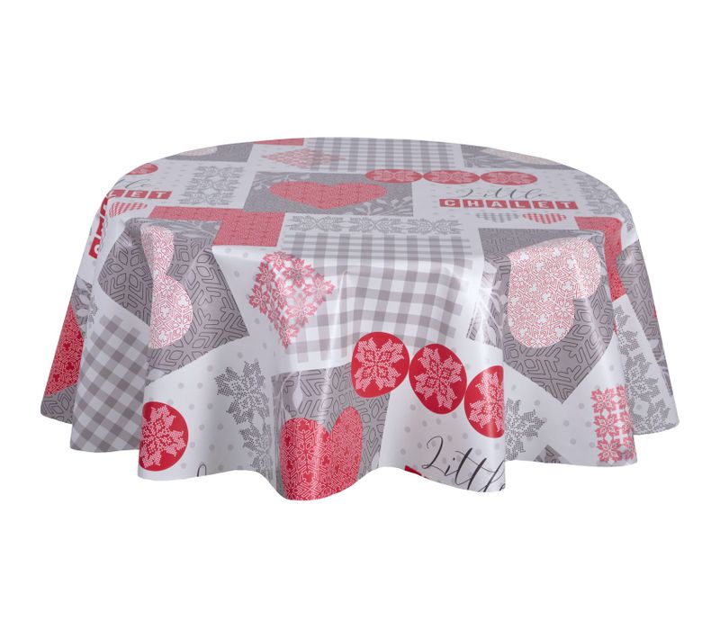 Nappe En Toile Cirée Ronde Hytte - Diam. 135 Cm - Rouge