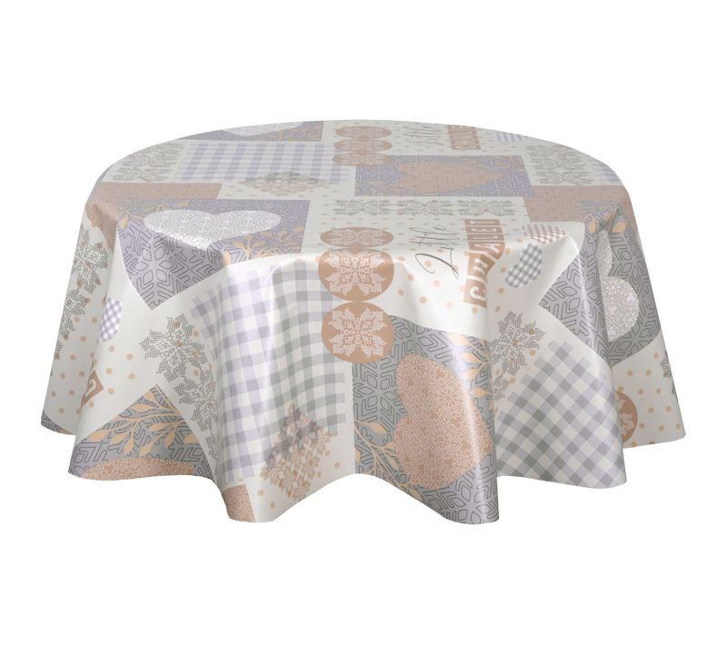 Nappe En Toile Cirée Ronde Hytte - Diam. 135 Cm - Beige