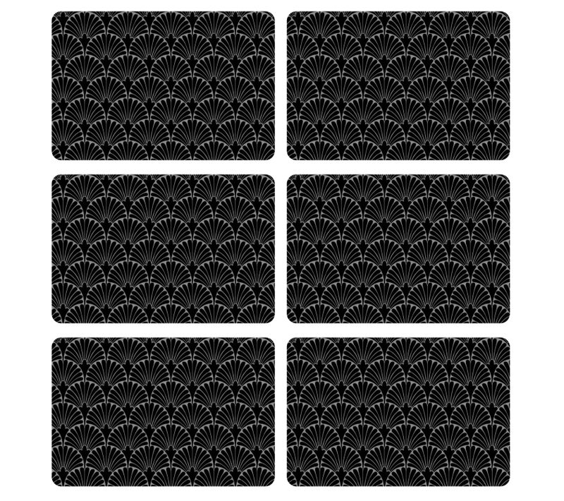 Lot De 6 Sets De Table Avec Encre Métallique Roya - 30 X 45 Cm - Argent Et Noir