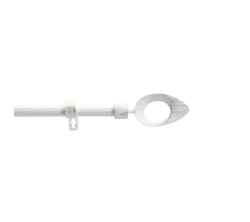 Kit De Tringle à Rideaux Extensible Ovalon - L. 120 à 210 Cm - Blanc Et Or