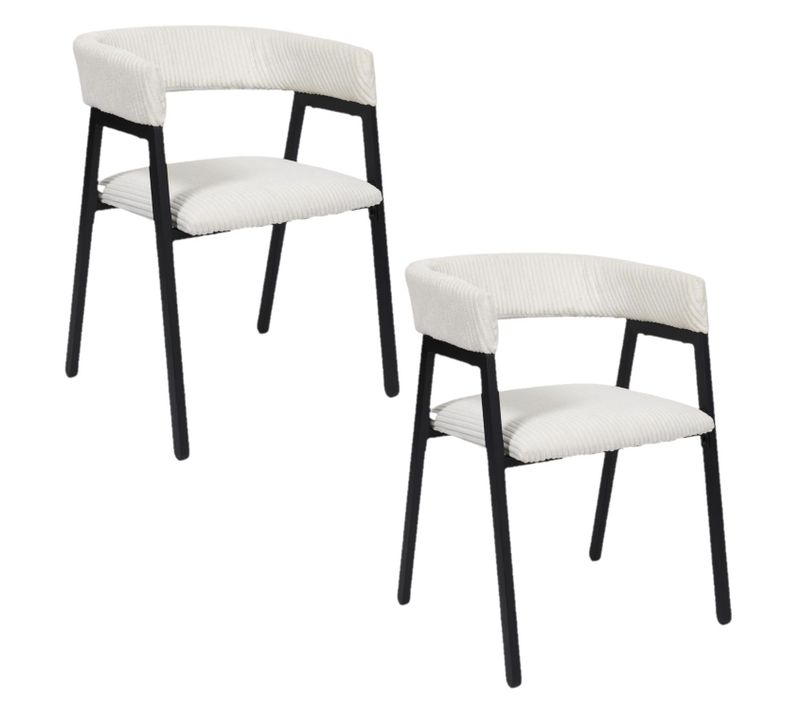Lot De 2 Fauteuils Design En Tissu Côtelé Scott - Beige