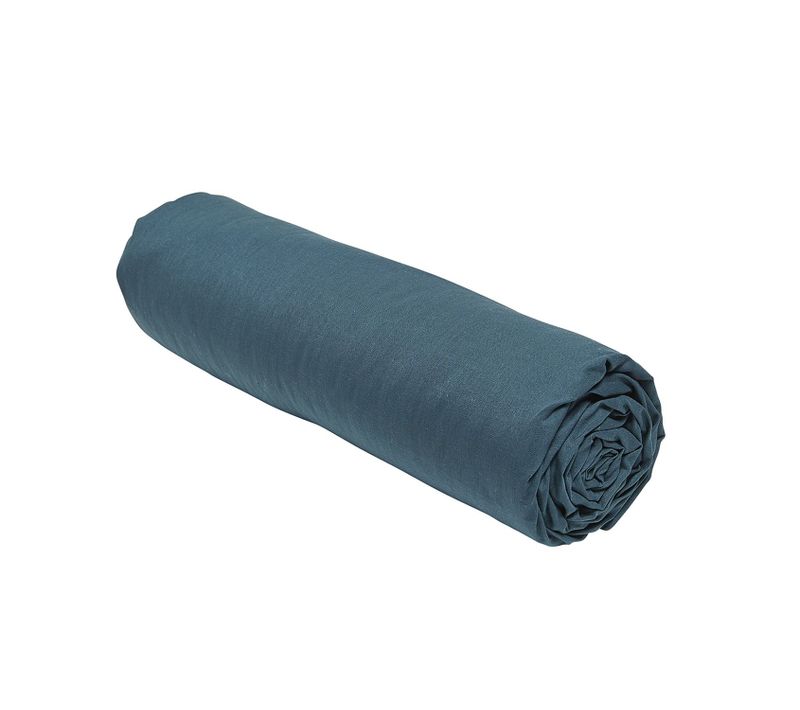 Drap Housse 1 Place - 100% Coton Bio - 90 X 190 Cm - Bleu Paon