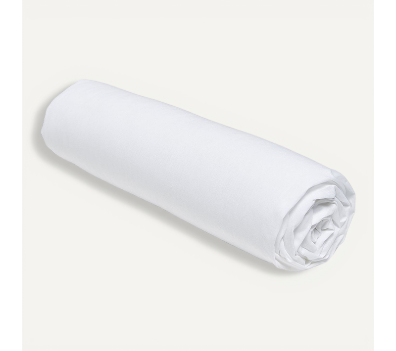 Drap Housse 2 Places - 100% Coton Bio - 160 X 200 Cm - Blanc Craie