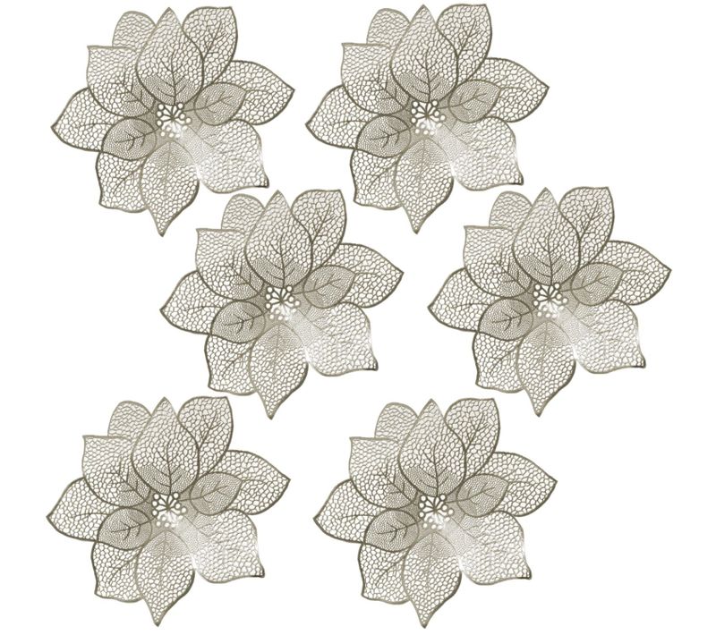 Lot De 6 Sets De Table Motif Fleur - Diam. 44 Cm - Doré