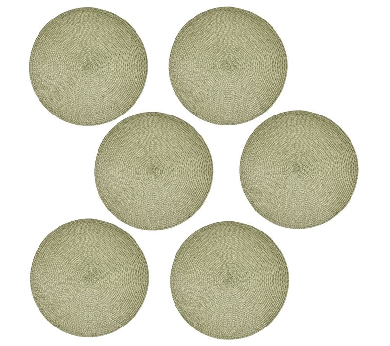 Lot De 6 Sets De Table Tressés Afhir - Diam. 38 Cm - Vert Olive