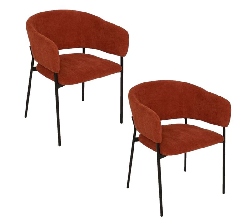 Lot De 2 Fauteuils à Diner En Velours Solea - Terracotta