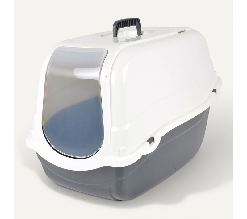 Maison De Toilette Litière Pour Chat Ugo - Blanc Et Gris Anthracite