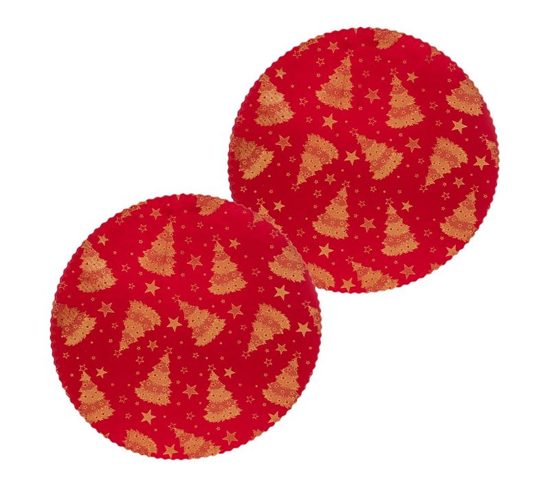 Lot De 2 Sets De Table En Velours Sapin - Rouge