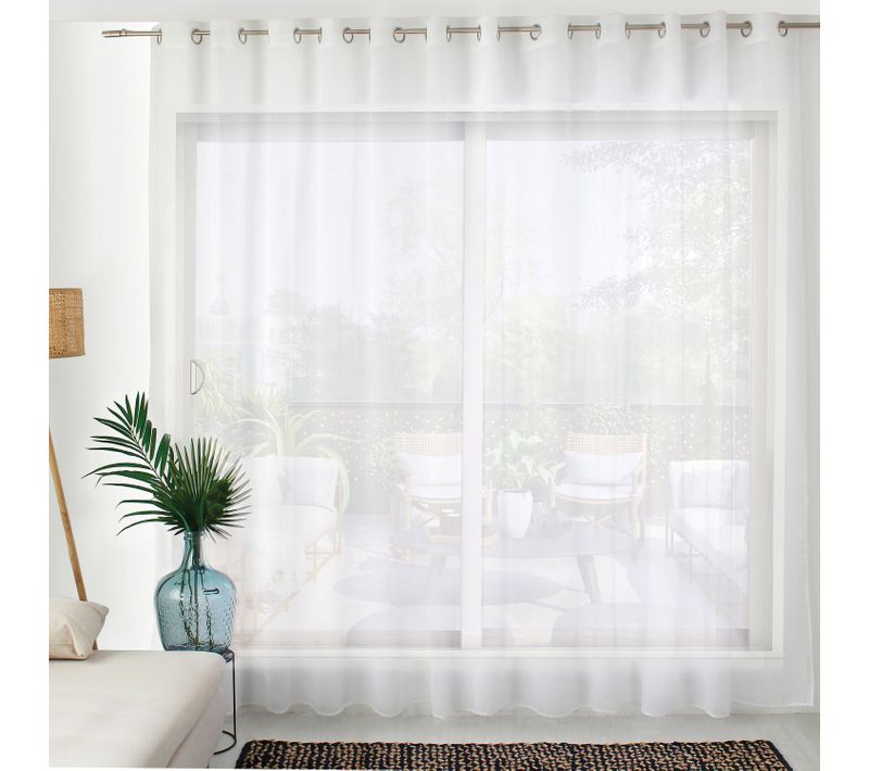 Voilage Sablé Très Grande Largeur - 420 X 240 Cm - Blanc