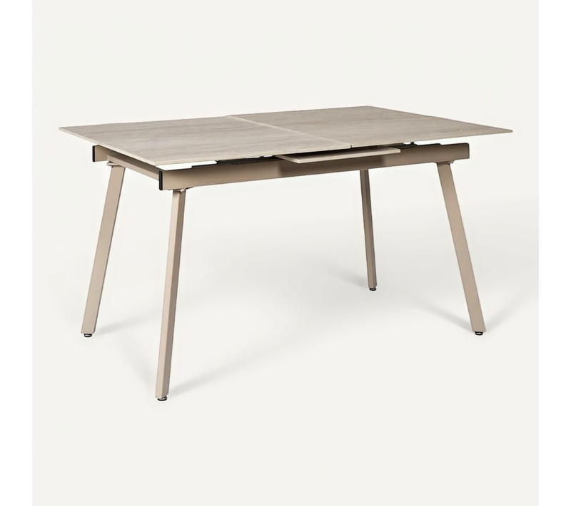 Table à Manger Extensible En Céramique Effet Travertin Pour 6 à 8 Personnes Pietra - Beige