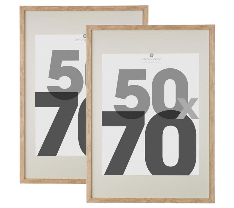 Lot De 2 Cadres Photo Eva - 50 X 70 Cm - Beige