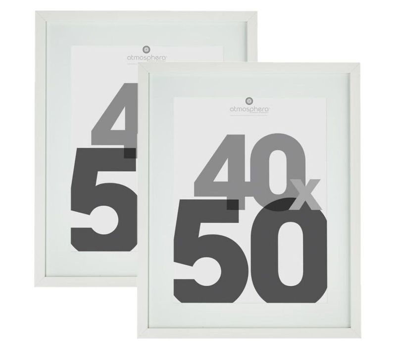 Lot De 2 Cadres Photo Eva - 40 X 50 Cm - Blanc