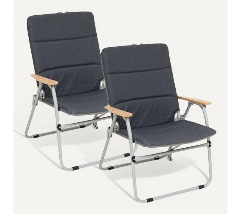 Lot De 2 Chaises De Camping Pliantes - Gris