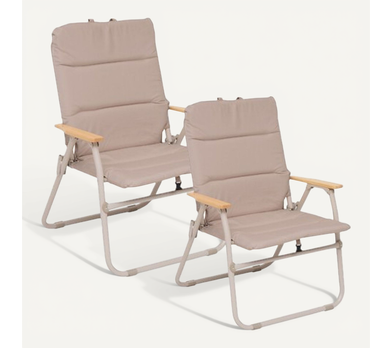 Lot De 2 Chaises De Camping Pliantes - Beige