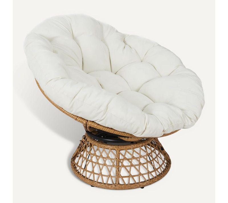Fauteuil Papasan Avec Assise Pivotante Cancun - Beige