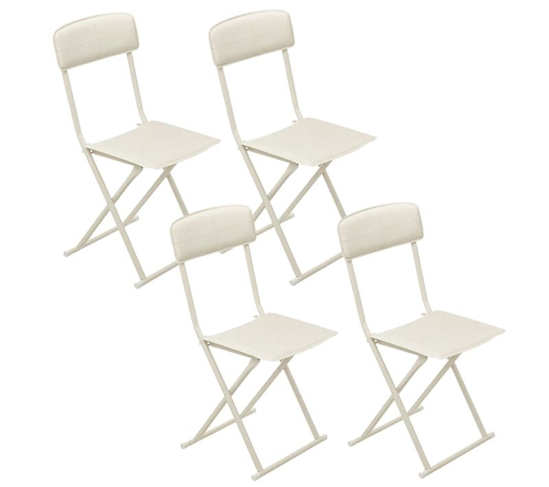 Lot De 4 Chaises Pliantes En Simili - Beige