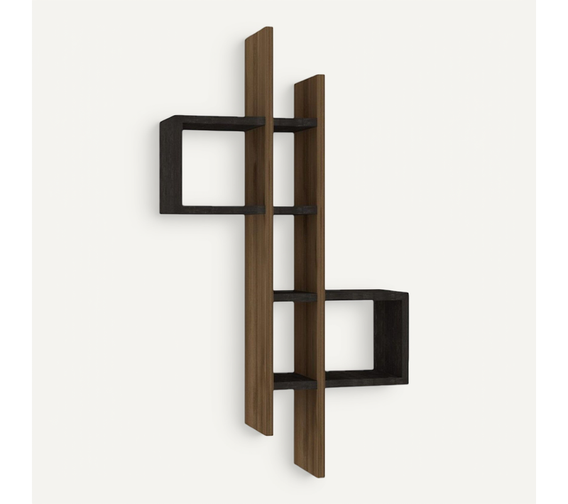 Etagère Murale Design Effet Bois Alba - Gris Foncé