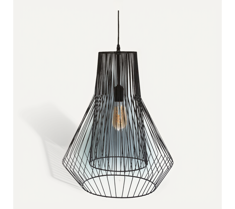 Suspension Noire "zania" En Métal Filaire Hauteur 52 Cm - Noir - 11,4x7,7x52,5 Cm