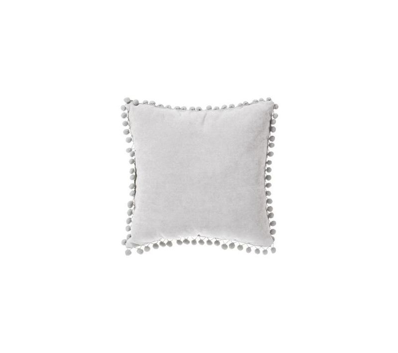 Coussin Pompons 40 X 40 Cm - Gris Clair - 40x40 Cm