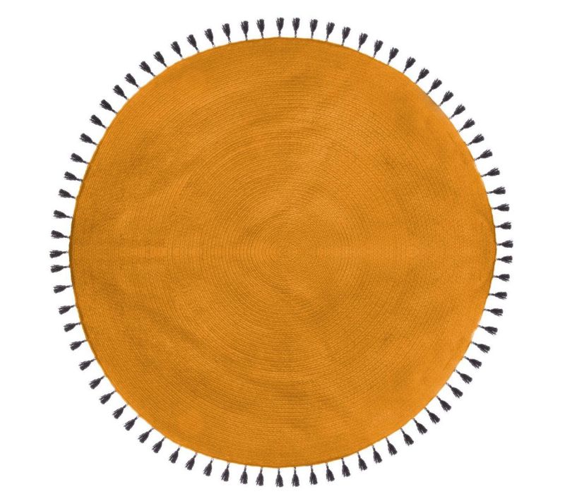 Tapis Rond Coton "pop" Diamètre 120 Cm - Jaune - 120 Cm