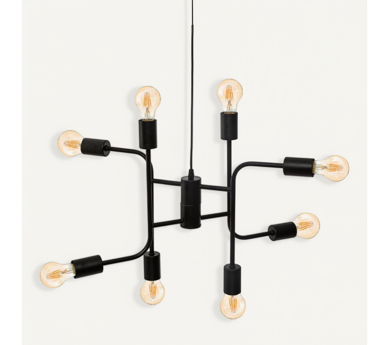 Suspension Métal "cantor" 8 Ampoules / Diamètre 59 Cm - Noir - 59 Cm