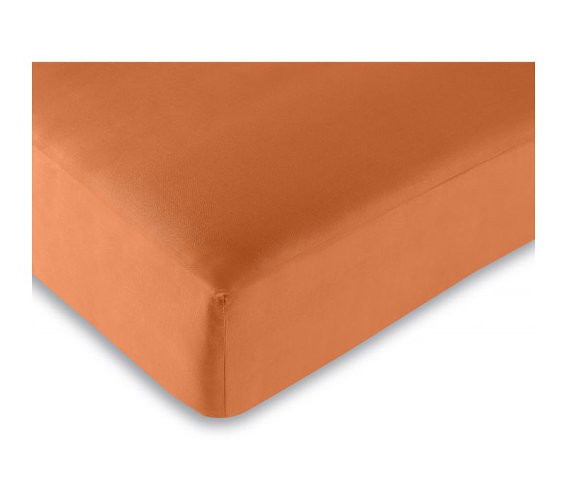 Drap Housse Orange 180 X 200 Cm / 100% Coton / 57 Fils/cm² "king Size" - Orange - 180x200 Cm
