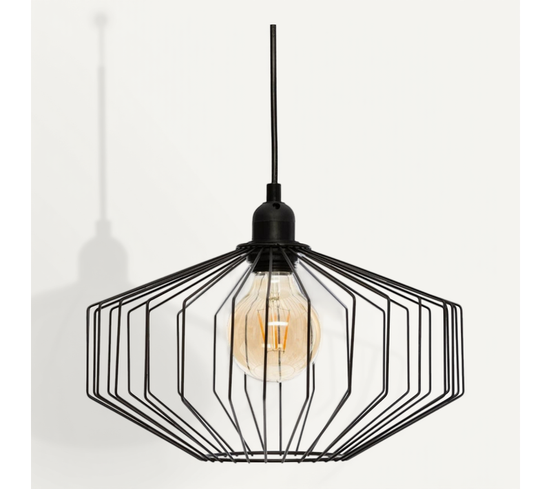 Suspension "azur" Noire En Métal D30 - Noir - 31x31x31 Cm