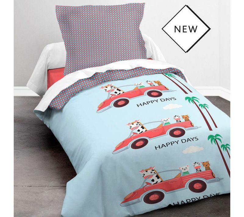 Parure De Couette 140 X 200 "nice Days" 100% Coton / 57 Fils/cm2