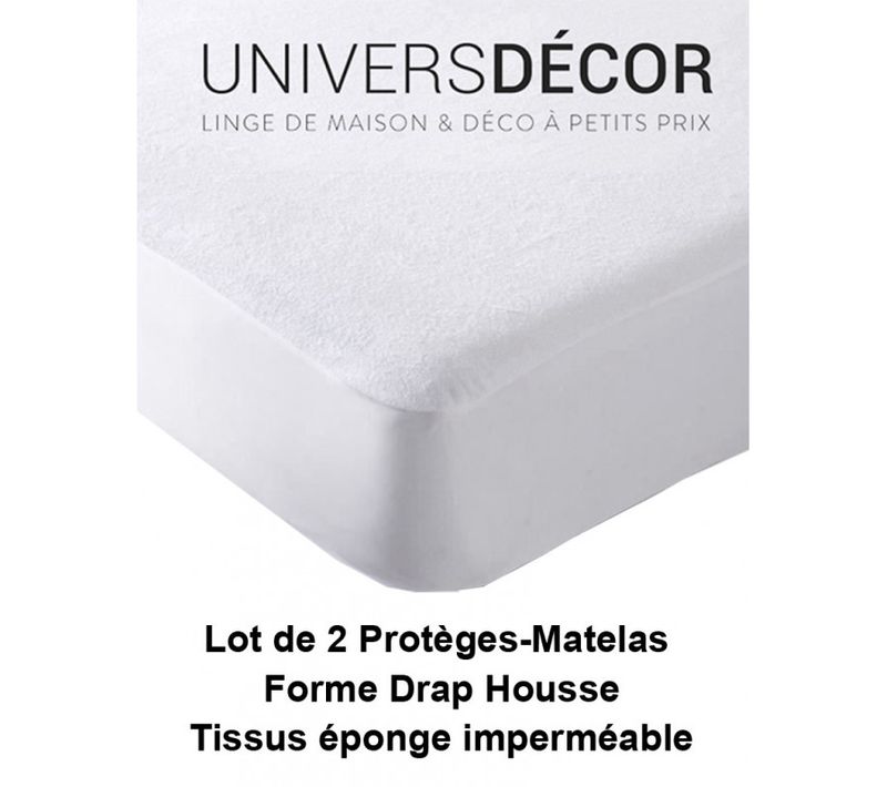 Lot De 2 Protèges Matelas Imperméable, Absorbant Et Anti-acariens 90 X 190 Cm - Blanc - 90x190 Cm