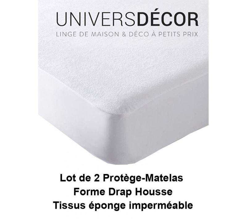 Lot De 2 Protèges Matelas Imperméable, Absorbant Et Anti-acariens 140 X 190 Cm - Blanc - 140x190 Cm