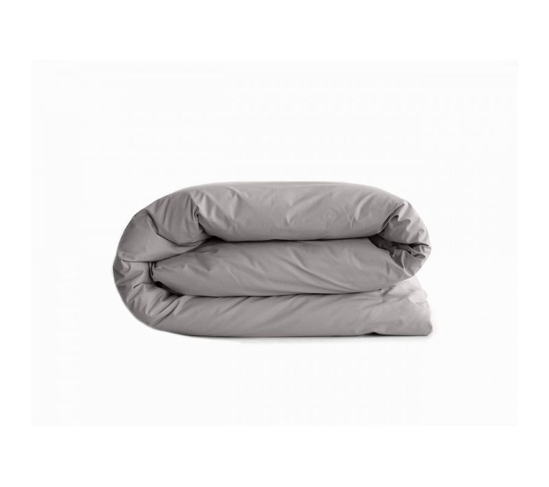 Housse De Couette "manoir" Percale Pur Coton Peigné - Gris Clair - 140x200 Cm