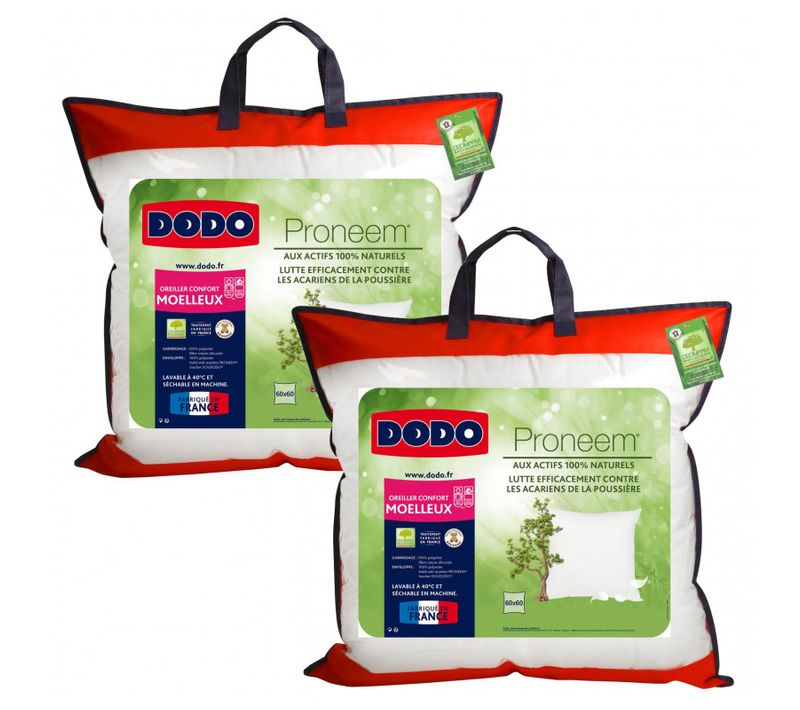Lot De 2 Oreillers Moelleux Antiacariens Proneem® Fibre Volupt'air® Dodo
