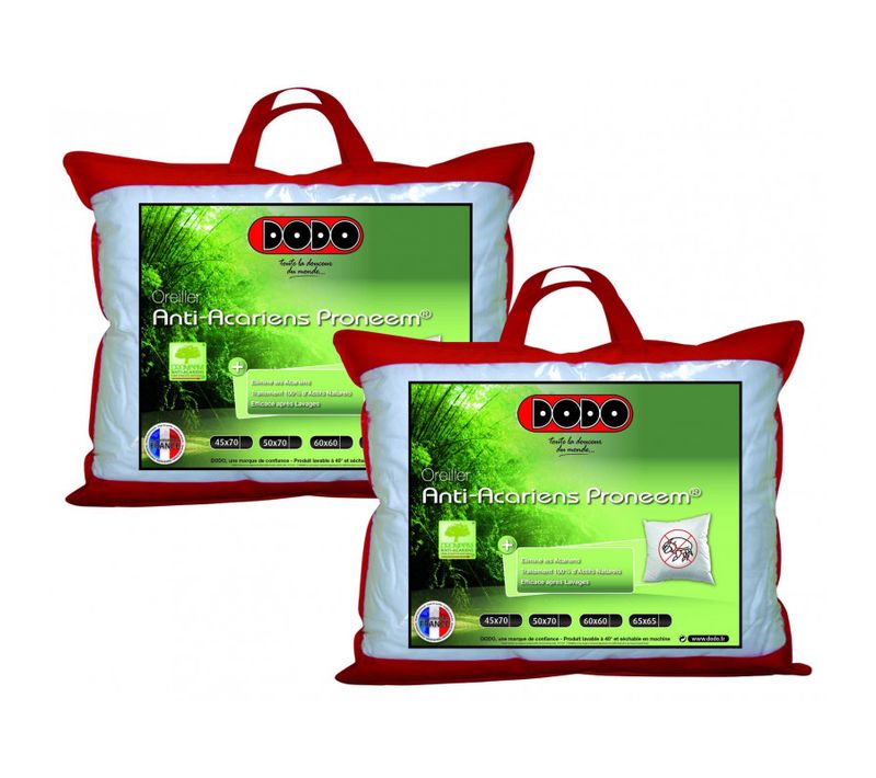 Lot De 2 Oreillers Moelleux Antiacariens Proneem® Fibre Volupt'air® Dodo