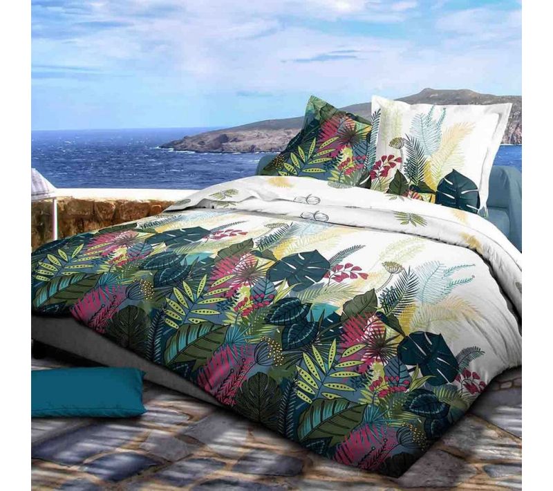Parure De Couette 3 Pièces Réversible "palm Spring" - Multicolor - 260x240 Cm